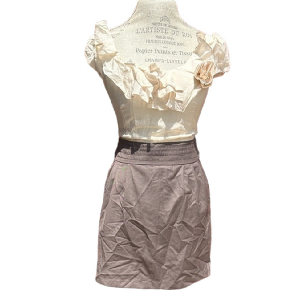 a'gaci Cream and Tan Mini Dress PM2